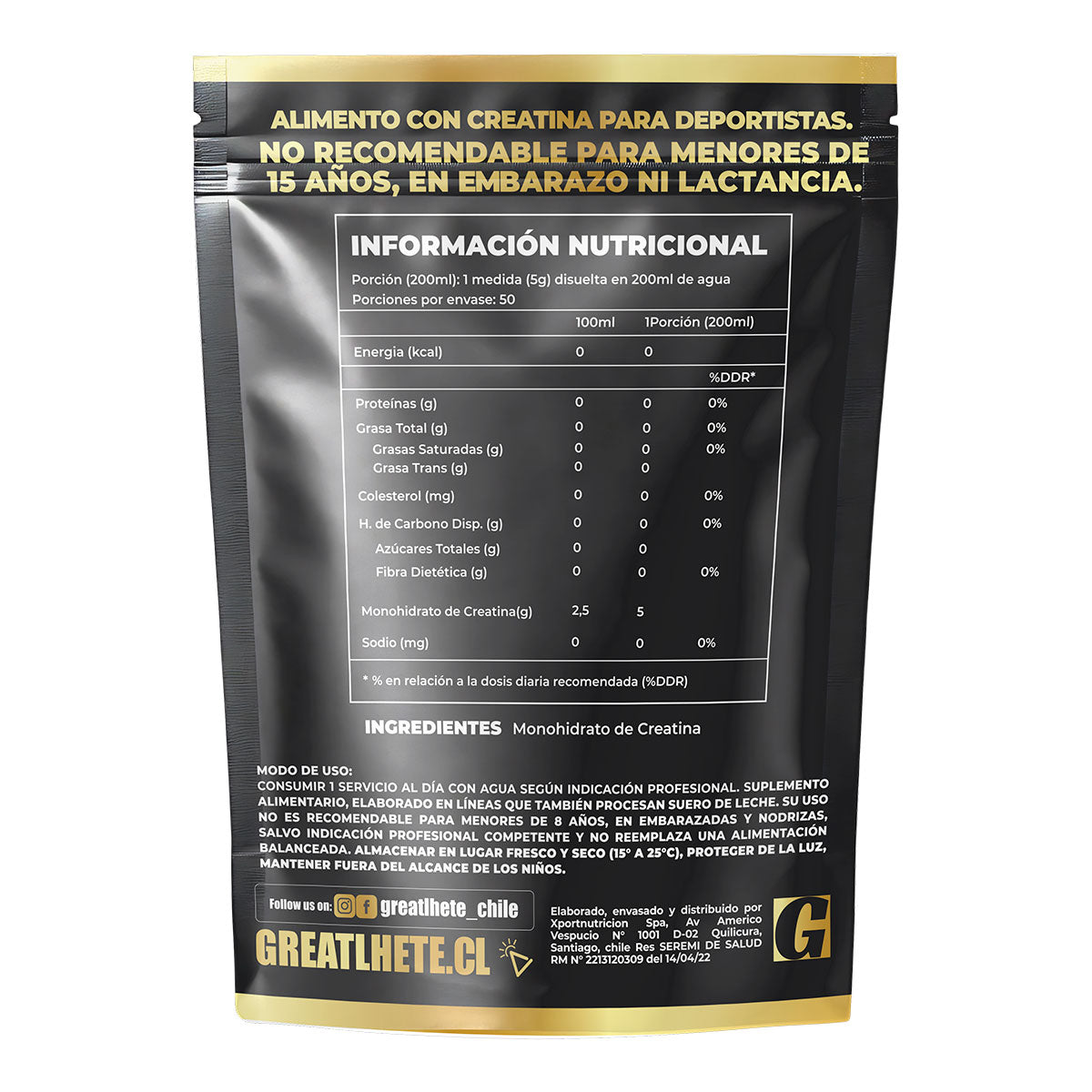 Creatina Monohidratada 50 serv bolsa